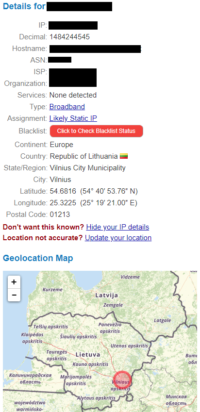 ip address lookup information